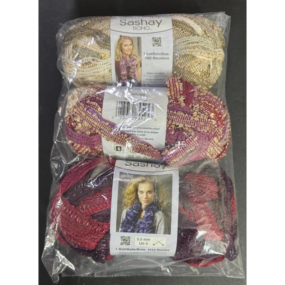 3 Skein Red Heart Boutique Sashay Yarn Tango, Mauvelous & Tambourine21